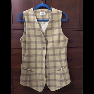 Plaid gray and taupe wool vest
